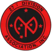 A red and black logo for the 2 7 th division association.